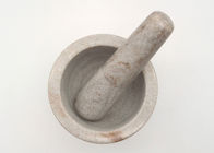 Round Stone Mortar And Pestle , Marble Bowl With Grinder Handcrafts