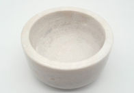 Round White Marble Bowl Kitchenware Gift Decor For Spice Jar Outside Polished