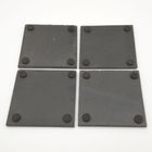 4 Black Slate Straight Rim Plain Stone Coasters Natural Surface
