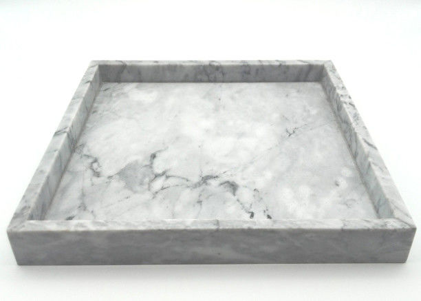 Decorative Square Serving Tray White With Vein Durable Moisture Resistant