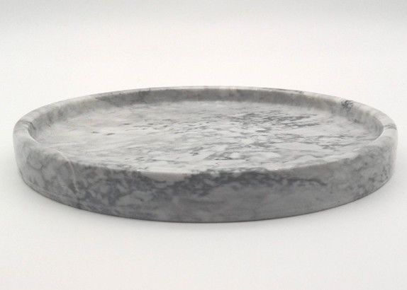 Premium Stone Serving Tray , Marble Circular Serving Tray Grey Color