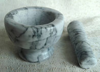 Household Stone Mortar And Pestle , Solid Marble Stone Bowl With Masher