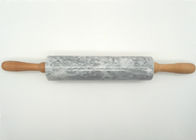 Deluxe Marble Pastry Rolling Pin Polished With Wood Handles / Cradle
