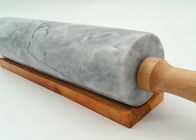 Deluxe Marble Pastry Rolling Pin Polished With Wood Handles / Cradle