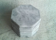Set 6 Solid Plain Stone Coasters Octagon Eight Sided White Color With Vein