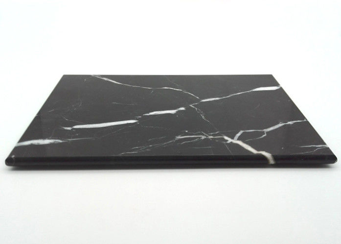 Black Small Marble Chopping Board Durable Rectangle Round Edge Backside