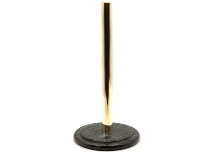 Upright Black Marble Stone Paper Towel Holder Round Metal Pole