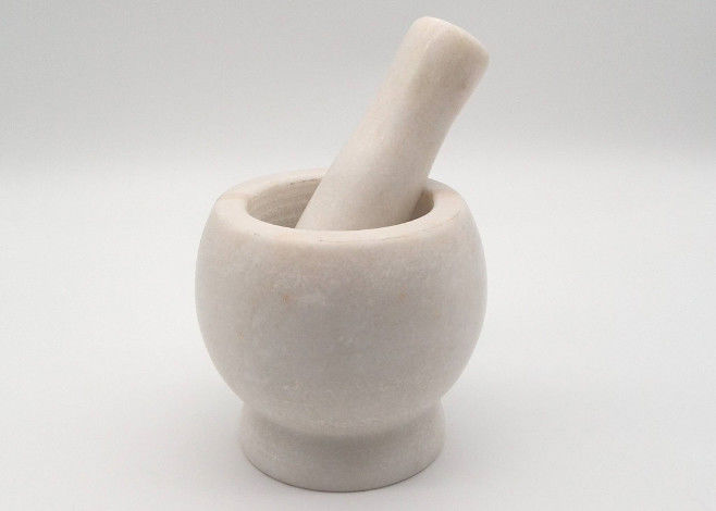 Round Stone Mortar And Pestle Natural Solid Granite Herb Grinding