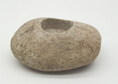 Natural River Stone Candle Holders , Stone Tea Light Holder Backside With Pads